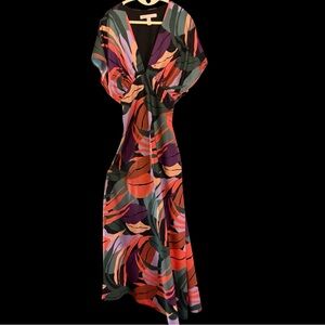 Hutch Maxi Dress Empire Waist Colorful Tropical Foliage Print NWOT